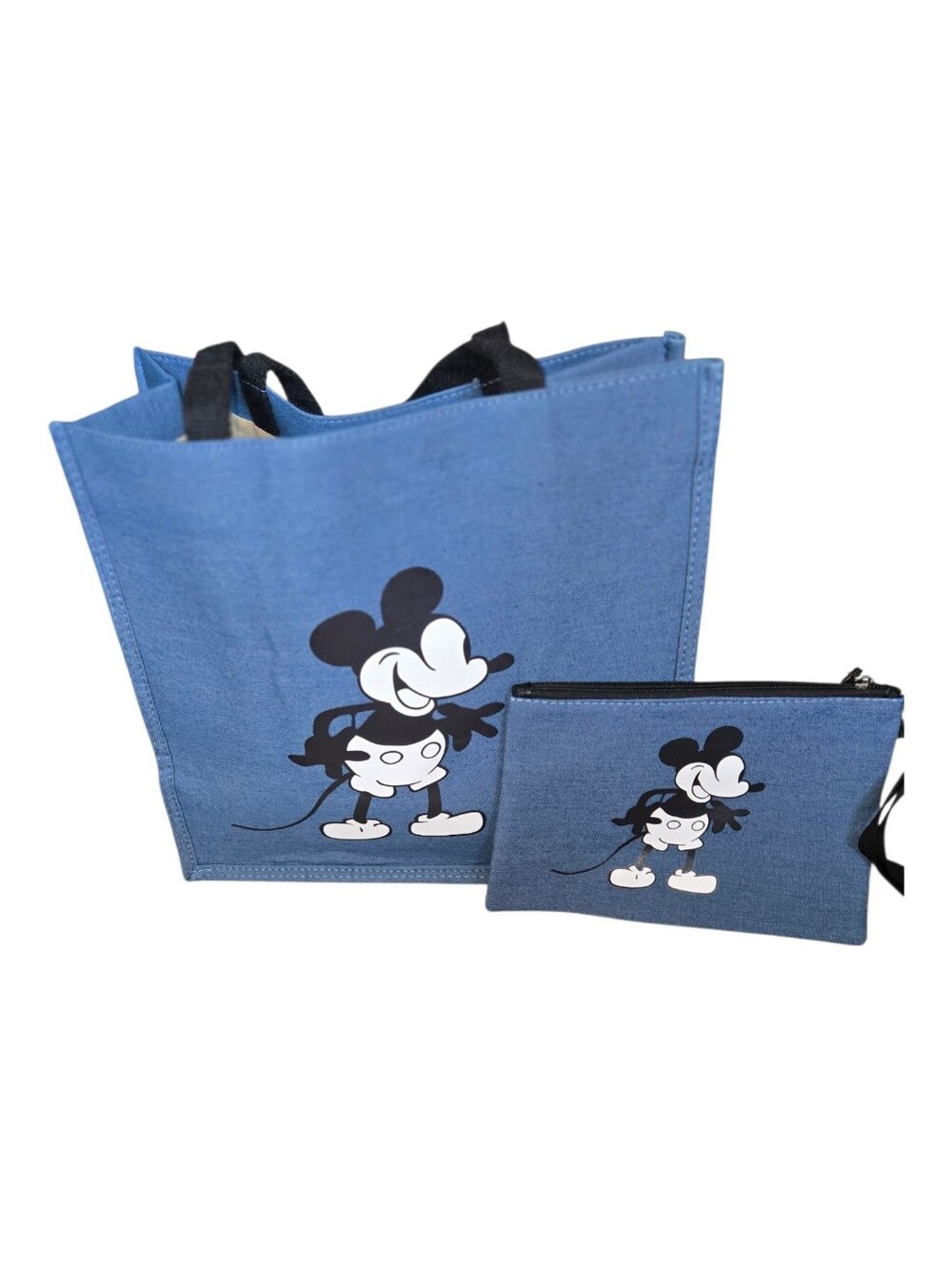 Blue Mickey Mouse Tote Bag with Matching Pouch. Bag10